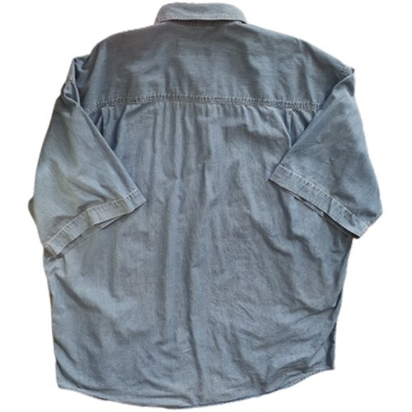 Mens Size Chest 52-53" Collar 47cm Vintage Light Blue Denim Shirt - Picture 7 of 10